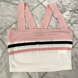 Light Pink White and Navy Blue Striped Crop Top Tank top, Size XS, sexy, summer